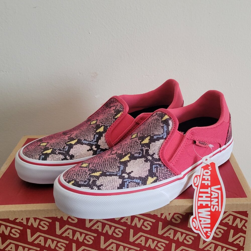 Vans Asher Deluxe Slip On - Snake/Claret Red - Womens Sz 6 *Vintage/Retro/RARE*